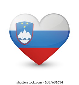 Slovenia Flag Heart Love Emoji Icon Object Symbol Gradient Vector Art Design Cartoon Isolated.
