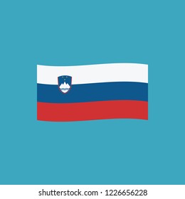 Slovenia flag icon in flat design. Independence day or National day holiday concept.