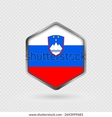 Slovenia Flag Icon in Hexagon Shape.