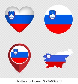 Slovenia Flag Icons Pack. Vector illustration.