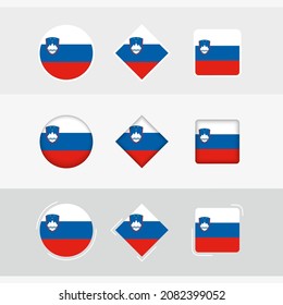 Slovenia flag icons set, vector flag of Slovenia. Three versions of icon.