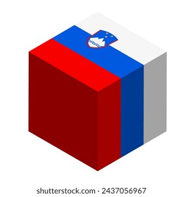 Slovenia flag - isometric 3D cube isolated on white background. Vector object.