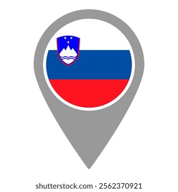 Slovenia flag location pin, flag application, Flag on Location Pin, graphic design, map pointer, vector illustration.
