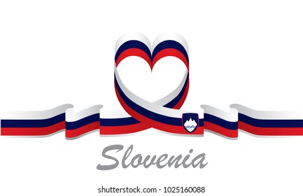 slovenia flag and love ribbon