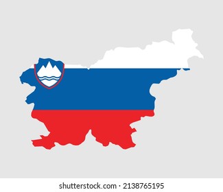 Slovenia Flag Map. Map of the Republic of Slovenia with the Slovene country banner. Vector Illustration.