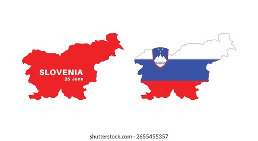  slowenische Flagge und Landkarte. slowenische Flagge in offiziellen Farben und Proportionen, Karte