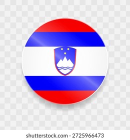 Slowenien Flagge auf Knopfdruck glänzend Glas