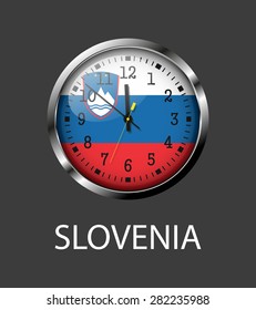 Slovenia flag on clock face - vector icon