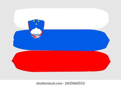 Slovenia flag - painted design vector illustration. Vector brush style