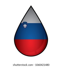 The Slovenia flag painted on 3D water drop