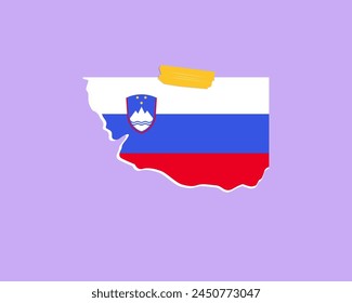 Slovenia flag paper texture, single-piece element, vector design, Slovenia flag taped on wall, decoration or celebration idea