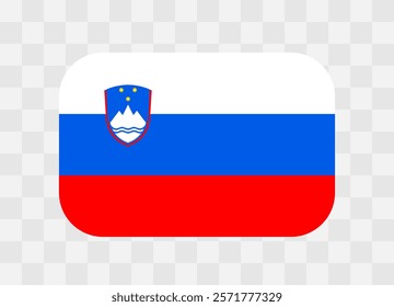 Slovenia flag - rounded rectangle colorful flag representing a country cultural identity and heritage. The essence of national pride and unity. Vector flag on transparent background.