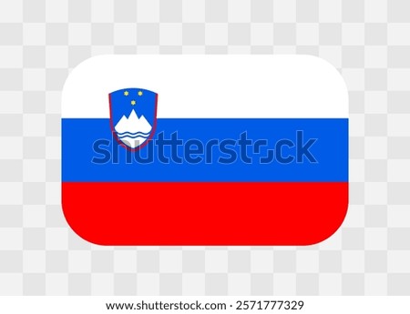 Slovenia flag - rounded rectangle colorful flag representing a country cultural identity and heritage. The essence of national pride and unity. Vector flag on transparent background.