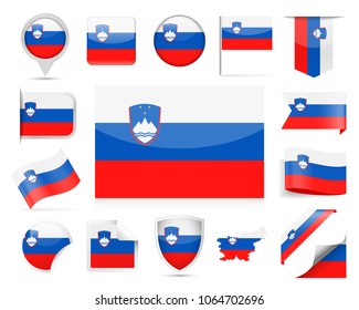Slovenia Flag Set - Vector Illustration