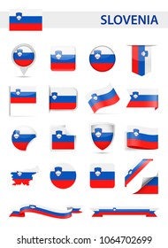 Slovenia Flag Set - Vector Illustration