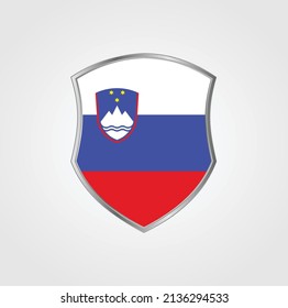 Slovenia Flag with Shield Frame. National Flag