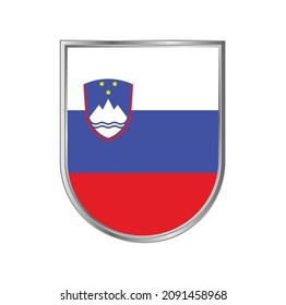 Bandera de Eslovenia con diseño vectorial de marco plateado