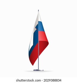 Slovenia flag state symbol isolated on background national banner. Greeting card National Independence Day of the Republic of Slovenia. Illustration banner with realistic state flag.