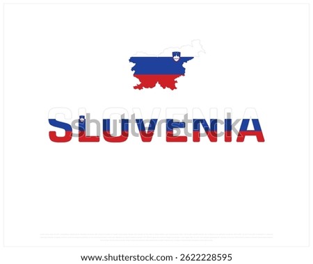 SLOVENIA flag Typography with map on a white background, Vector design of SLOVENIA flag typography, Map of SLOVENIA, National Day Design, SLOVENIA Day design