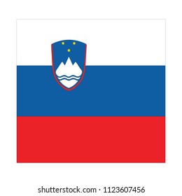 Slovenia Flag Vector Square Icon - Illustration, Flag of slovenia. Abstract concept, icon, square, button. Raster illustration on white background.