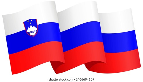 Slovenia flag wave isolated on png or transparent background vector illustration.