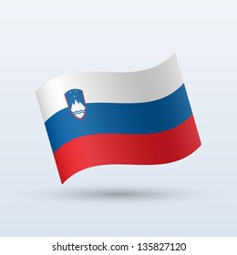 Slovenia flag waving form on gray background. Vector illustration.
