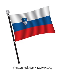 Slovenia flag , flag of Slovenia waving on flag pole, vector illustration EPS 10.
