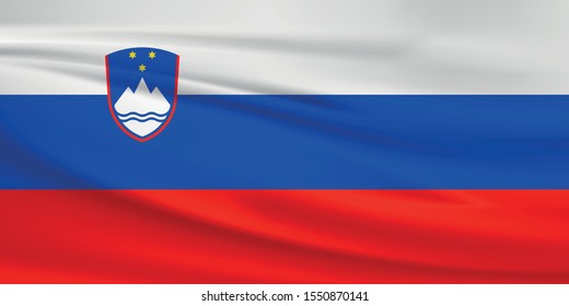 Slovenia flag waving with wind effect