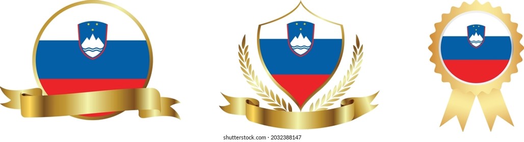 Slovenia flags. Symbols of countries map