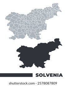 Slovenia flat and border outline vector maps