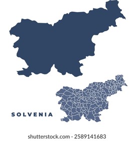 Slovenia flat and outline vector map set