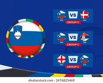 Slovenia Football Team Match Schedule in Group Stage. Vector template.