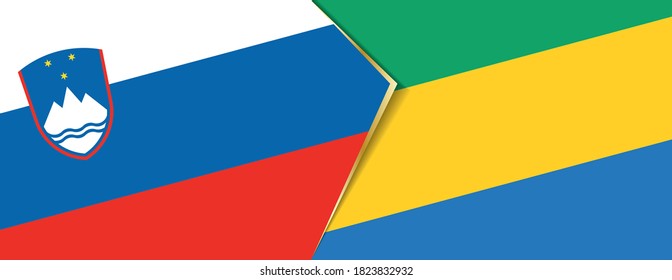 Slovenia and Gabon flags, two vector flags symbol of relationship or confrontation.