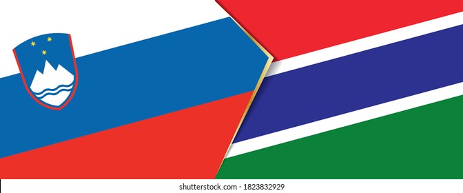 Slowenien und Gambia Flaggen, zwei Vektorfahnen Symbol für Beziehung oder Konfrontation.