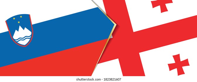 Slovenia and Georgia flags, two vector flags symbol of relationship or confrontation.