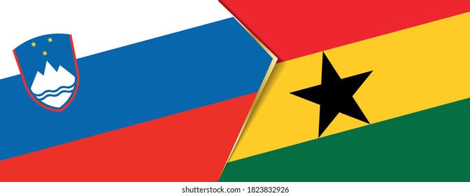 Slovenia and Ghana flags, two vector flags symbol of relationship or confrontation.