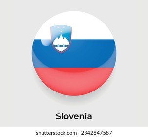 Eslovenia lustroso bandera nacional burbuja forma redonda icono ilustración vectorial vidrio