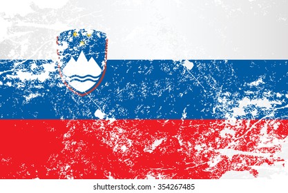 Slovenia Grunge Texture Flag. Grunge effect can be cleaned easily.