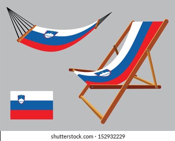 slovenia hammock and deck chair set against gray background, abstract vector art illustration