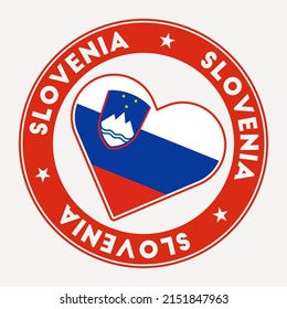 Slovenia heart flag badge. From Slovenia with love logo. Support the country flag stamp. Vector illustration.