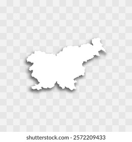 Slovenia high detailed vector representation of country silhouette. White color on transparent background with dropped shadow. For educational, decorative, or informational use.