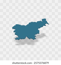 Slovenia high detailed vector representation of country silhouette. 3D map on transparent background with dropped shadow. For educational, decorative, or informational use.