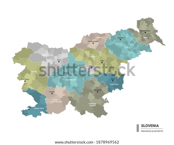 1 Administrative Map Of Slovenia With Districts And Cities Name ...