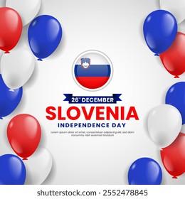 Slovenia Independence day banner background with colors balloons illustration