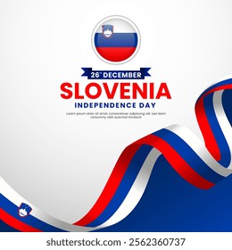 Slovenia Independence day square banner background with waving ribbon flag