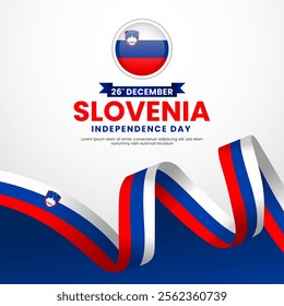 Slovenia Independence day square banner background with waving ribbon flag