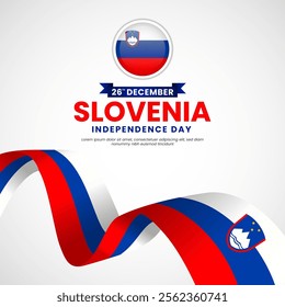 Slovenia Independence day square banner background with waving ribbon flag