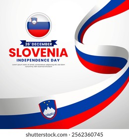 Slovenia Independence day square banner background with waving ribbon flag