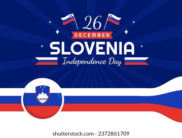 Slovenia Independence Day Vector Illustration on 26 December with Waving Flag Background Design in National Unity Holiday Celebration Flat Cartoon