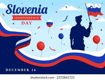 Slovenia Independence Day Vector Illustration on 26 December with Waving Flag Background Design in National Unity Holiday Celebration Flat Cartoon